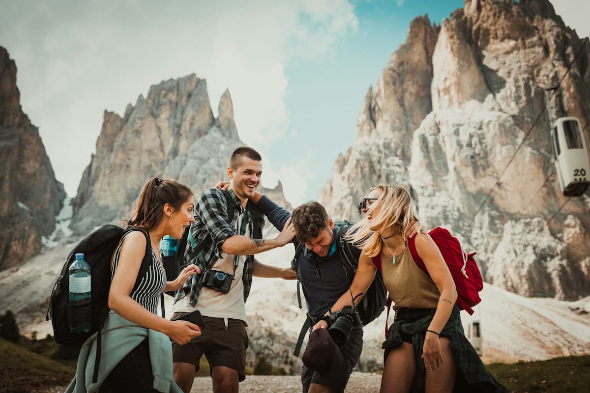 Group of friends on a hilltop